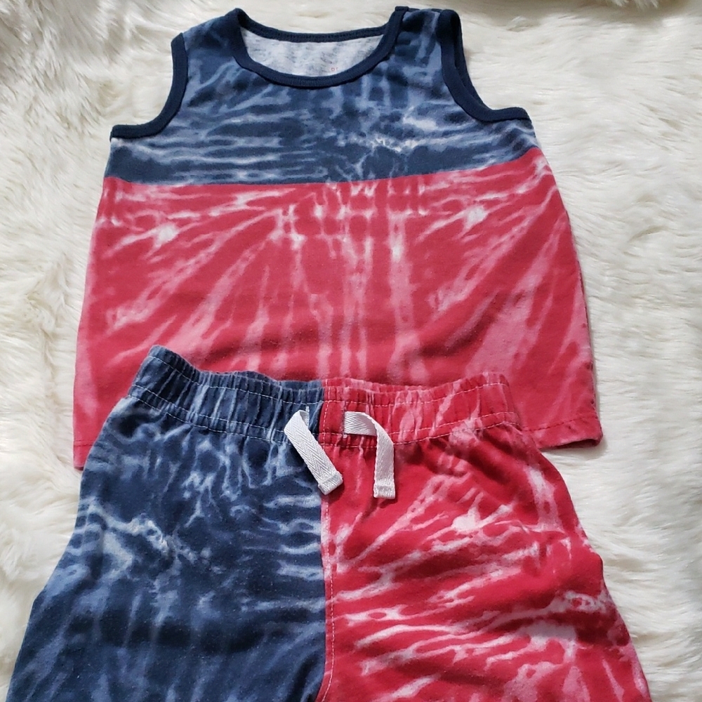 Kids Tie-Dye Matching Set - Red and Blue